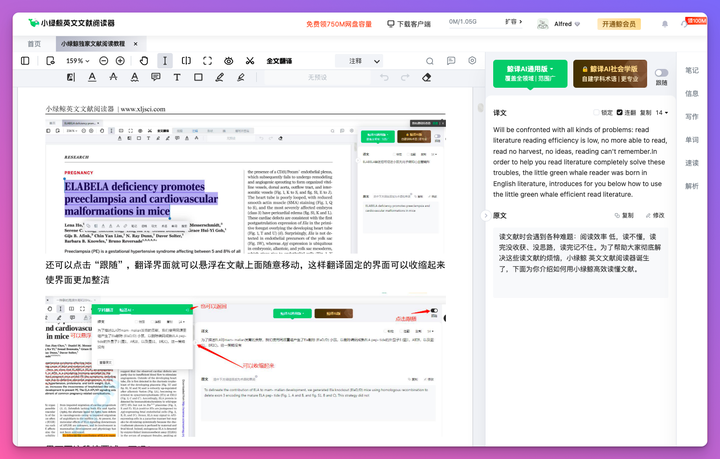 小绿鲸：英文文献阅读器