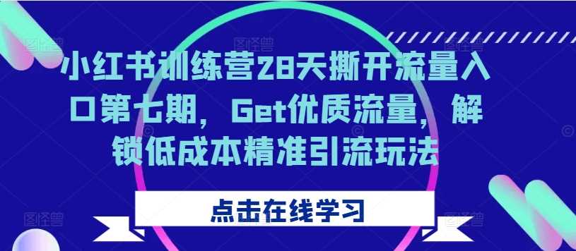 小红书训练营28天撕开流量入口第七期，Get优质流量，解锁低成本精准引流玩法